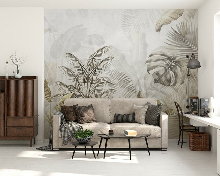 Fotobehang met exotische palmen Gold of Tropical Palms - afbeelding hoofdproduct