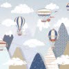 Berg illustratie muurschildering Ballonnen Vliegen Over Bergen Voor Kinderen - afbeelding nummer 2