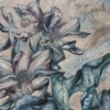 Fotobehang met tekening van bloemen op een heterogene achtergrond Blauwe grote bloemen - afbeelding nummer 2