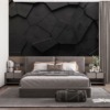 3D geometrisch ruimtelijk patroon Fotobehang zwarte polygonen - afbeelding hoofdproduct