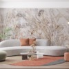 Florale Fotobehang met bruine lijntekening Delicate Iris Flower - belangrijkste product afbeelding