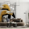Exotische vogels Fotobehang Twee gele vogels voor woonkamer - belangrijkste product afbeelding