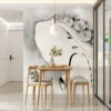 Fotobehang in zwart en wit Meisje met grote hoed voor woonkamer - belangrijkste product afbeelding