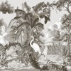 Fotobehang met exotische planten en dieren in grijs Eénkleurige Jungle - afbeelding nummer 2
