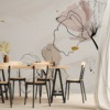 Fotobehang met delicaat motief in pastelkleuren Gedessineerde bloemen - belangrijkste productafbeelding