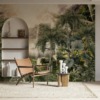 Mistig exotisch landschap Fotobehang Magische waterval in tropische jungle - belangrijkste product afbeelding