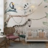 Zebra muurschildering voor kinderkamer - belangrijkste product afbeelding