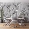 Fotobehang met exotische bloemen in grijstinten Monochrome Strelitzia Bloemen - belangrijkste product afbeelding