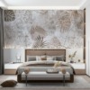 Fotobehang van grote bladeren van exotische planten in bruin Tropical Leaves Mural - afbeelding hoofdproduct