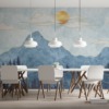 Blauwe en gouden tinten Blue Mountains With Gold draadFotobehang - belangrijkste productafbeelding