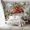 Fotobehang met exotische vogels verstrengeld in een omhelzing Paar rode flamingo's voor slaapkamer - afbeelding hoofdproduct