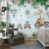 Behang met vrolijke dieren tussen de wolken Sky Train voor kinderen - belangrijkste product afbeelding