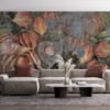 Levendige kleurenmuur Orange of Dry Flowers - belangrijkste productafbeelding