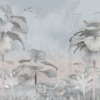 Fotobehang van vogels in vlucht in een mistige jungle Vogels onder de palmveren - Afbeelding 2