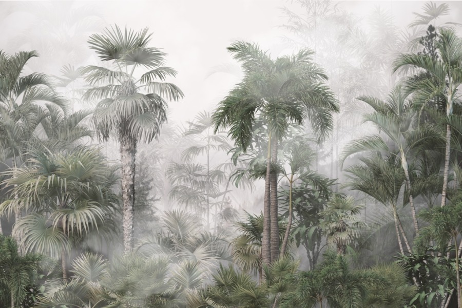 Mistige landschapsschildering van een paradijselijk eiland Tropics in the Mist - afbeelding nummer 2