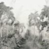 Dichte vegetatie Fotobehang in grijs en wit Tropics in White Mist - afbeelding 2