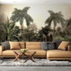 Fotobehang van een paradijselijk landschap in de gloed van de ondergaande zon In de glans van exotische planten voor de slaapkamer - afbeelding hoofdproduct