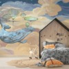 Muurschildering in warme kleuren Whale In The Night Sky - belangrijkste productafbeelding