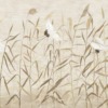 Japanse motiefschildering in gedempte kleuren Kraanvogels tussen de grassen - afbeelding nummer 2