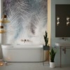 Grijs getinte bloemen Fotobehang Hanging Fern Leaves voor badkamer - belangrijkste product afbeelding