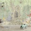 Muurschildering met sprookjesbosmotief in zachte kleuren Forest Cottage voor kinderen - belangrijkste productfoto