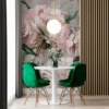 Fotobehang met bloemmotief in delicate kleuren Muur van roze pioenen - belangrijkste product afbeelding