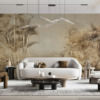 Fotobehang met palmbomen en luipaardprint Tropische jungle in sepia - belangrijkste productafbeelding