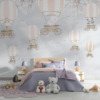 Kinderillustratie Fotobehang in pastelkleuren Ballonnen op wielen - belangrijkste productafbeelding