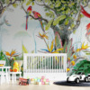 Fotobehang in vrolijke kleuren Rode papegaaien in de jungle - belangrijkste product afbeelding