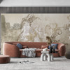 Fotobehang met oud patroon Plantenmotief in Sepia - belangrijkste product afbeelding