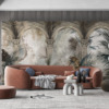 3D Fotobehang met palmbladeren tussen kolommen Palmzuilengalerij - afbeelding hoofdproduct