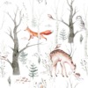 Winterse boslandschapschildering voor kinderen van een hert en een egel - afbeelding nummer 2
