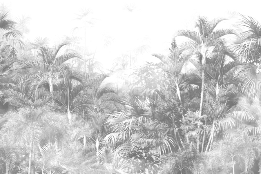 Fotobehang met tropisch motief in monochroom Grey Dense Jungle - afbeelding nummer 2