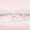 Fotobehang in roze gedempte tinten Drie flamingo's - afbeelding nummer 2
