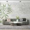 Fotobehang met een delicaat bloemmotief op een grijze achtergrond Vibrant Twig - afbeelding hoofdproduct