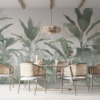 Fotobehang van een tropisch oerwoud op een effen achtergrond Een struikgewas van planten - main product image