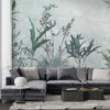 Fotobehang met delicaat bloemmotief in gedempte kleuren Leaves and Grasses - belangrijkste productafbeelding