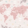 Fototapeta w delikatnych różowych barwach z akcentem kwitnących gałązek Wiosenna Mapa Świata - zdjęcie numer 2