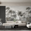 Fotobehang in monochrome kleuren met exotisch landschap Kleurloze Jungle - belangrijkste product afbeelding