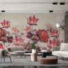 Fotobehang in levendige kleuren op een gedempte effen achtergrond Bloem Rood - belangrijkste productafbeelding