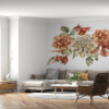 Boho stijl Fotobehang met een kleurrijk boeket op een heldere achtergrond Wild Rose Flower Red - belangrijkste product afbeelding