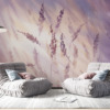 Fotobehang in warme paarstinten met delicaat grasmotief in de wind - Paars gras levendigheid voor slaapkamer - belangrijkste product afbeelding