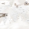 Fototapeta z misiami latającymi starymi samolotami nad mapą świata Pandy Na Mapie Świata - zdjęcie numer 2