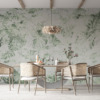 Boho stijl Fotobehang van monstera bladeren op een witte achtergrond Rubbed Plant Motif - belangrijkste product afbeelding