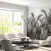 Fotobehang van een struik van exotische bladeren in effen kleuren Tropics Without Colour - belangrijkste product afbeelding