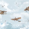 Fototapeta z błękitnym niebem, białymi chmurkami i dawnymi samolotami Aeroplany Wśród Mew - zdjęcie numer 2