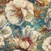 Heldere bloemenmotief Fotobehang met vastgelegde stoftextuur Witte bloemen op stof - product afbeelding 2