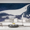 Fotobehang met maritiem motief in wit en marineblauw Witte walvis - belangrijkste productafbeelding