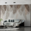Fotobehang met smalle palmbladafbeelding in gedekte kleuren Brown Leaves - belangrijkste productafbeelding