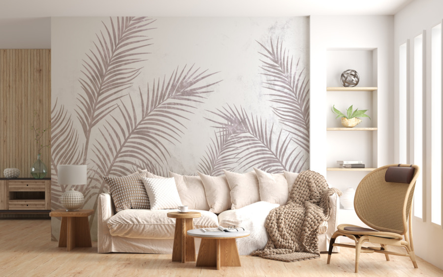 Fotobehang met exotisch motief in felle kleuren Warm Palm Plume - afbeelding hoofdproduct